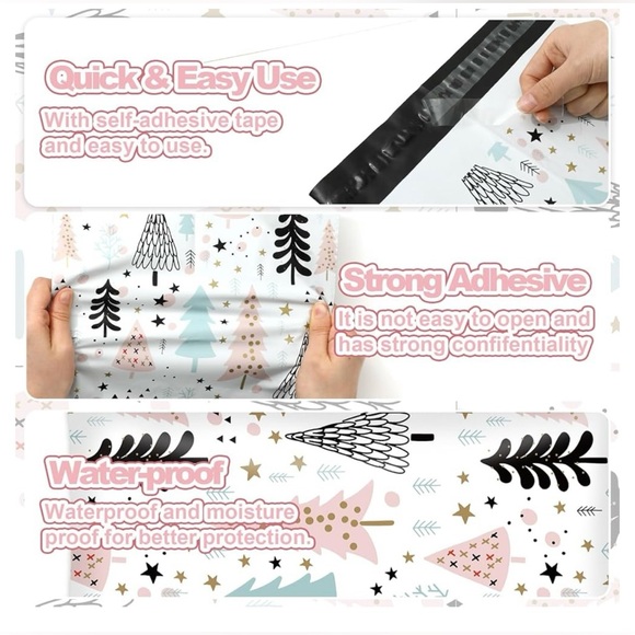 Christmas Tree 20 Poly Mailers 10 x 13 multi color - Picture 2 of 4